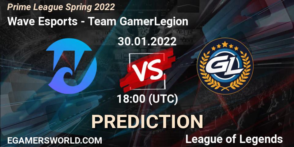 Wave Esports - Team GamerLegion: ennuste. 30.01.2022 at 20:20, LoL, Prime League Spring 2022