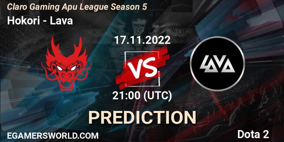 Hokori - Lava: ennuste. 17.11.2022 at 21:30, Dota 2, Claro Gaming Apu League Season 5