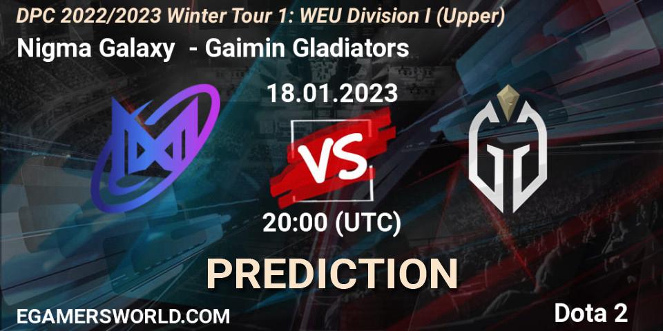 Nigma Galaxy - Gaimin Gladiators: ennuste. 18.01.2023 at 19:56, Dota 2, DPC 2022/2023 Winter Tour 1: WEU Division I (Upper)