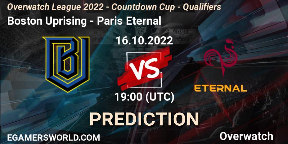 Boston Uprising - Paris Eternal: ennuste. 16.10.22, Overwatch, Overwatch League 2022 - Countdown Cup - Qualifiers