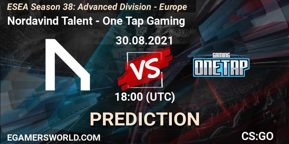 Nordavind Talent - One Tap Gaming: ennuste. 30.08.2021 at 18:00, Counter-Strike (CS2), ESEA Season 38: Advanced Division - Europe