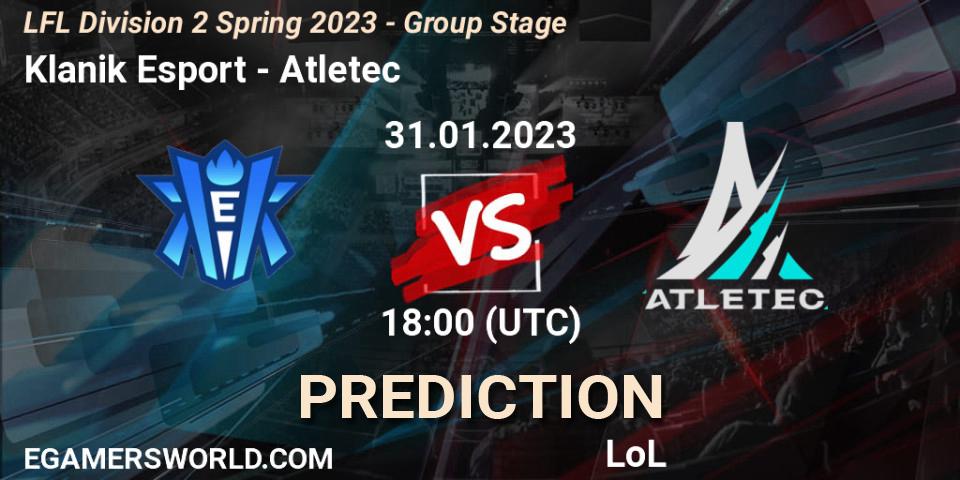 Klanik Esport - Atletec: ennuste. 31.01.23, LoL, LFL Division 2 Spring 2023 - Group Stage