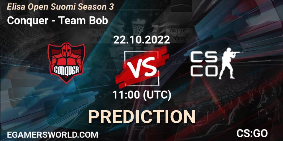 Conquer - Team Bob: ennuste. 22.10.22, CS2 (CS:GO), Elisa Open Suomi Season 3