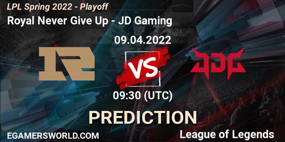 Royal Never Give Up - JD Gaming: ennuste. 13.04.22, LoL, LPL Spring 2022 - Playoff