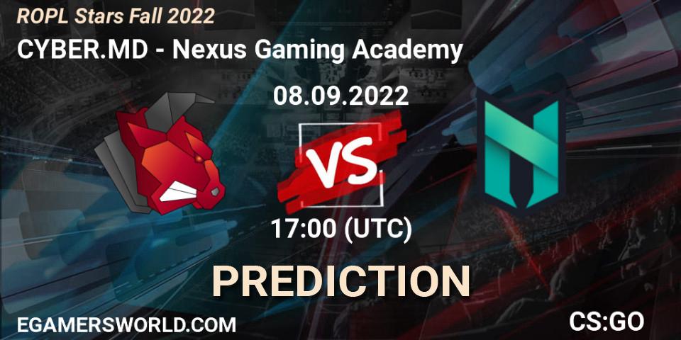 CYBER.MD - Nexus Gaming Academy: ennuste. 08.09.2022 at 17:00, Counter-Strike (CS2), ROPL Stars Fall 2022