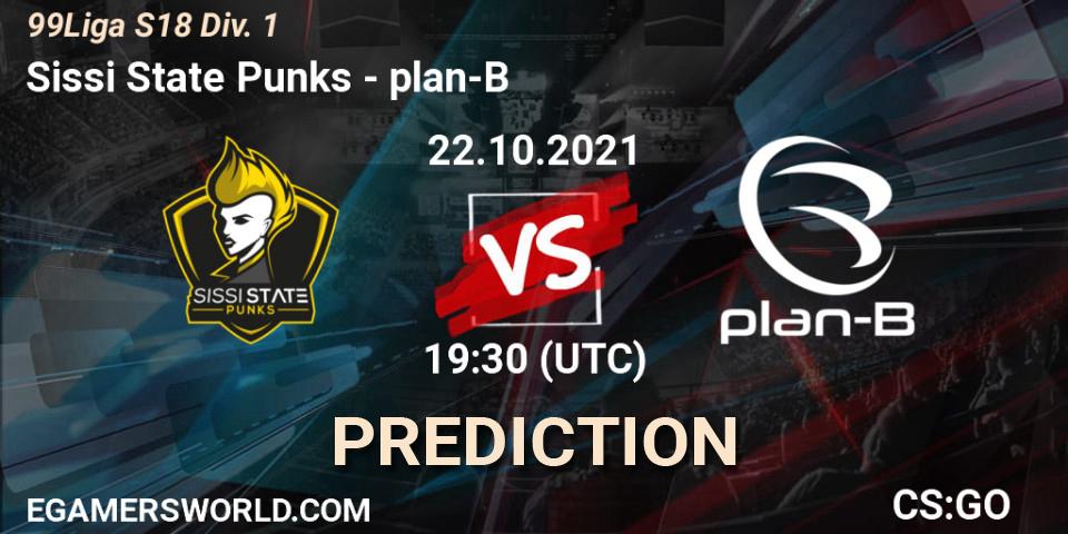 Sissi State Punks - plan-B: ennuste. 22.10.2021 at 19:30, Counter-Strike (CS2), 99Liga S18 Div. 1