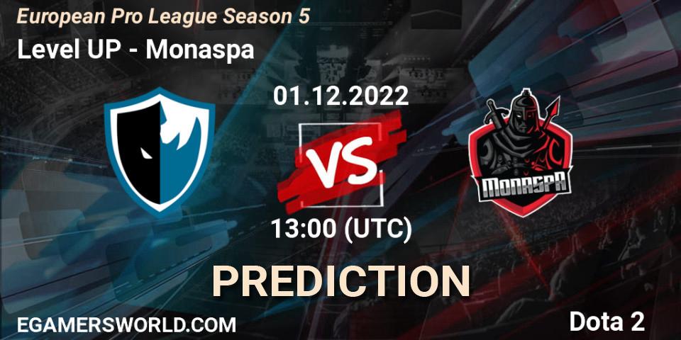 Level UP - Monaspa: ennuste. 01.12.22, Dota 2, European Pro League Season 5