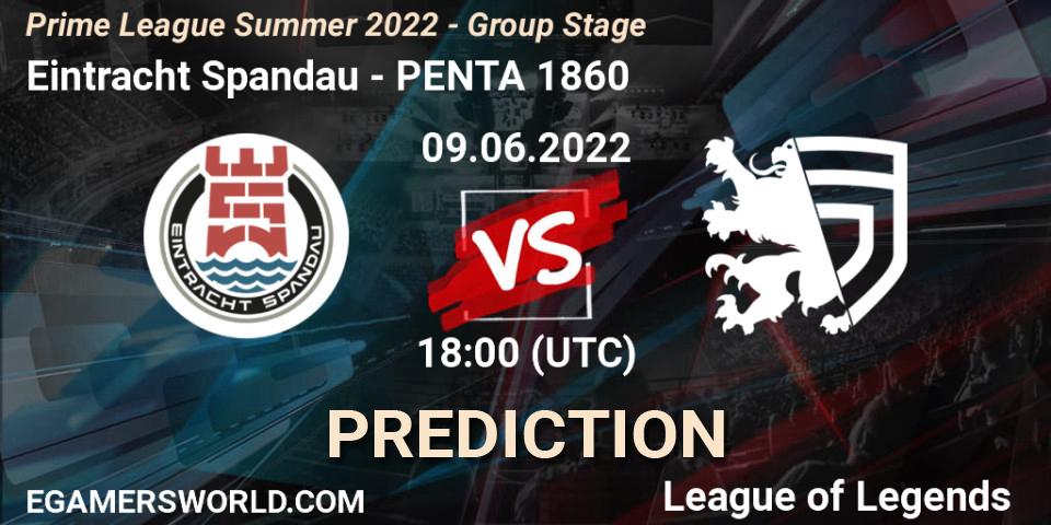 Eintracht Spandau - PENTA 1860: ennuste. 09.06.2022 at 20:00, LoL, Prime League Summer 2022 - Group Stage