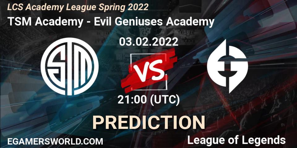 TSM Academy - Evil Geniuses Academy: ennuste. 03.02.2022 at 21:00, LoL, LCS Academy League Spring 2022