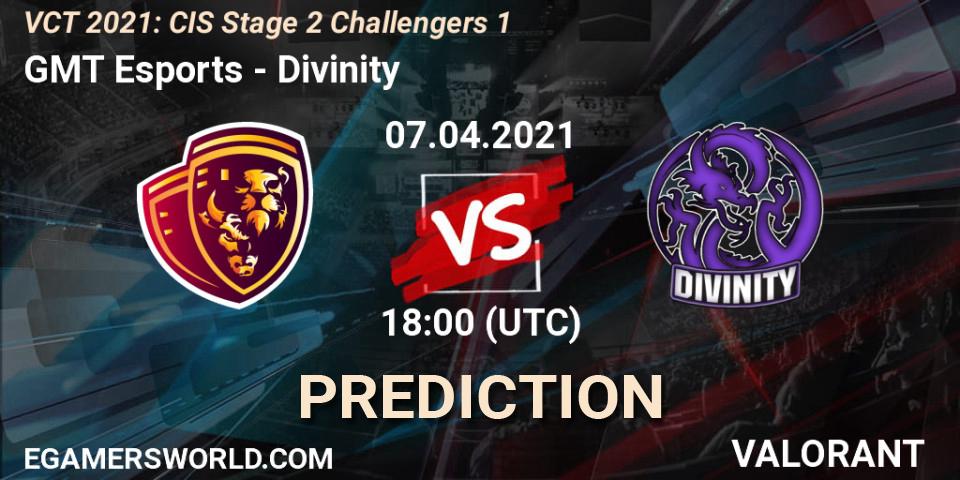 GMT Esports - Divinity: ennuste. 07.04.2021 at 18:00, VALORANT, VCT 2021: CIS Stage 2 Challengers 1