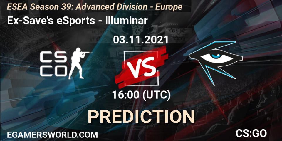 Ex-Save's eSports - Illuminar: ennuste. 03.11.2021 at 16:00, Counter-Strike (CS2), ESEA Season 39: Advanced Division - Europe