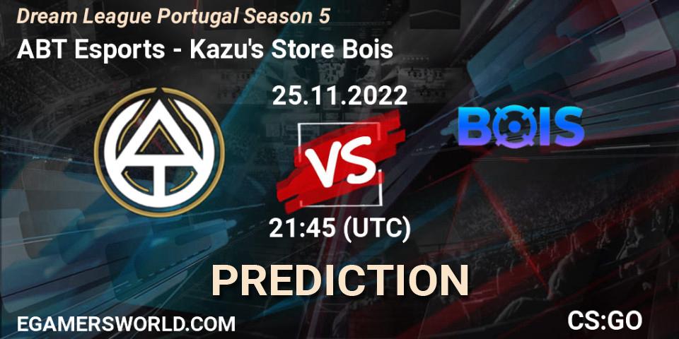 ABT Esports - Kazu's Store Bois: ennuste. 25.11.2022 at 21:45, Counter-Strike (CS2), Dream League Portugal Season 5