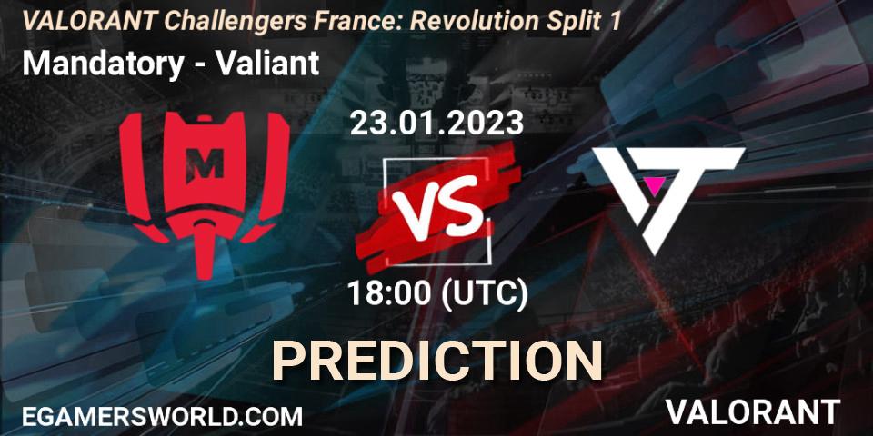 Mandatory - Valiant: ennuste. 23.01.2023 at 18:00, VALORANT, VALORANT Challengers 2023 France: Revolution Split 1