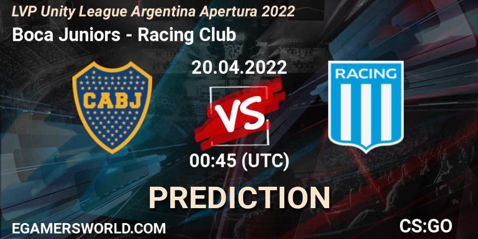 Boca Juniors - Racing Club: ennuste. 04.05.2022 at 00:45, Counter-Strike (CS2), LVP Unity League Argentina Apertura 2022