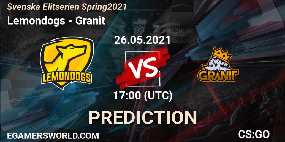 Lemondogs - Granit: ennuste. 26.05.21, CS2 (CS:GO), Svenska Elitserien Spring 2021