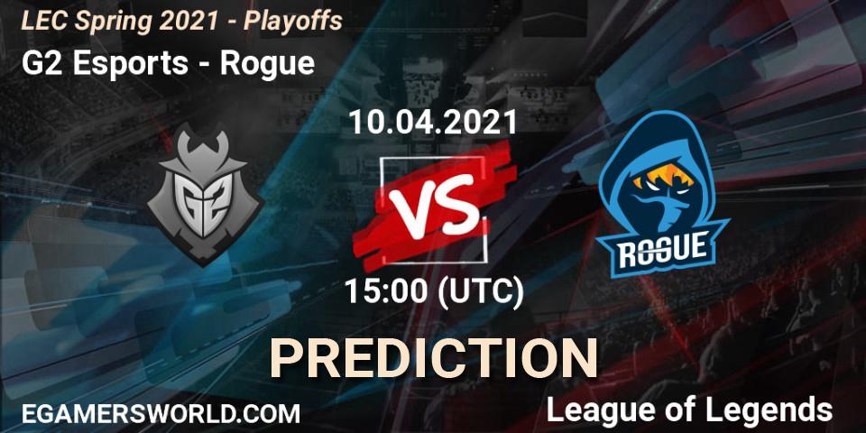 G2 Esports - Rogue: ennuste. 10.04.2021 at 15:00, LoL, LEC Spring 2021 - Playoffs