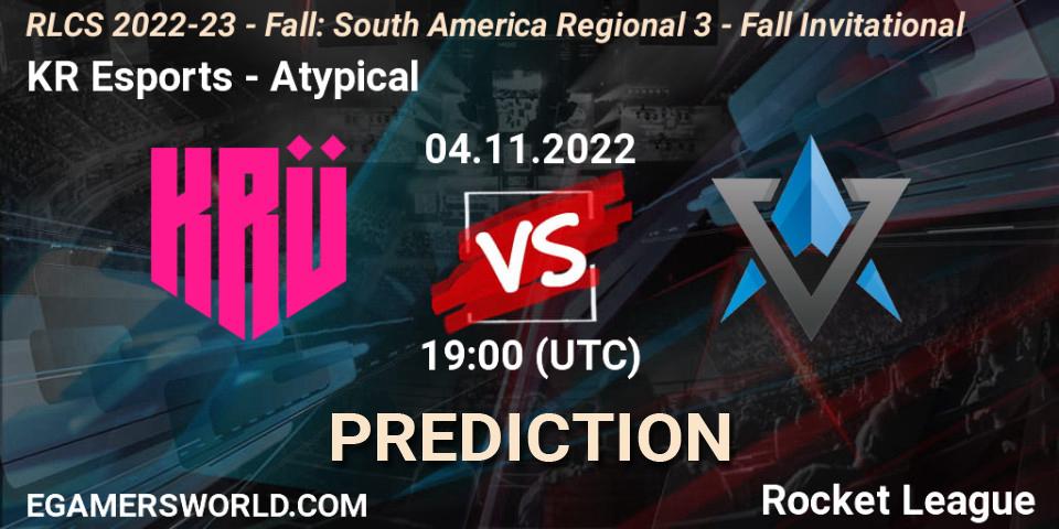 KRÜ Esports - Atypical: ennuste. 04.11.2022 at 19:00, Rocket League, RLCS 2022-23 - Fall: South America Regional 3 - Fall Invitational