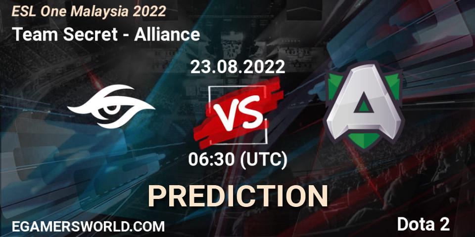 Team Secret - Alliance: ennuste. 23.08.22, Dota 2, ESL One Malaysia 2022