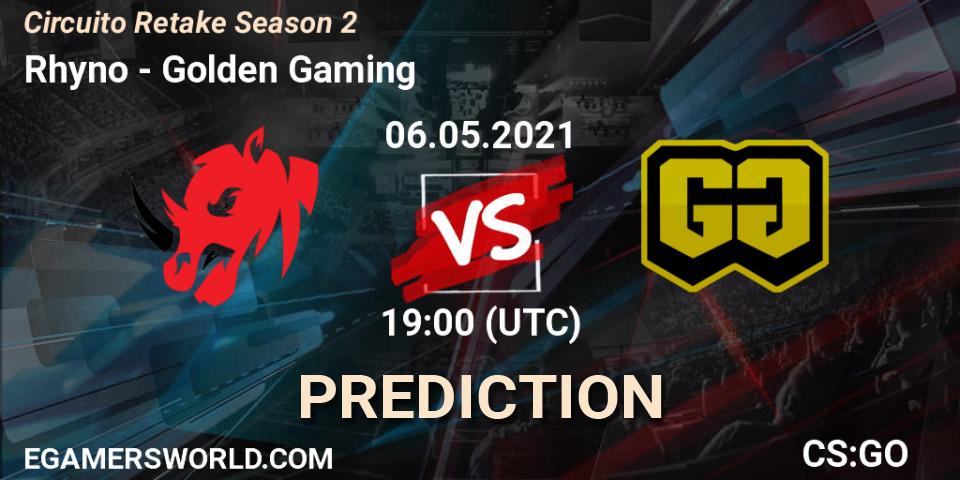 Rhyno - Golden Gaming: ennuste. 06.05.2021 at 19:00, Counter-Strike (CS2), Circuito Retake Season 2