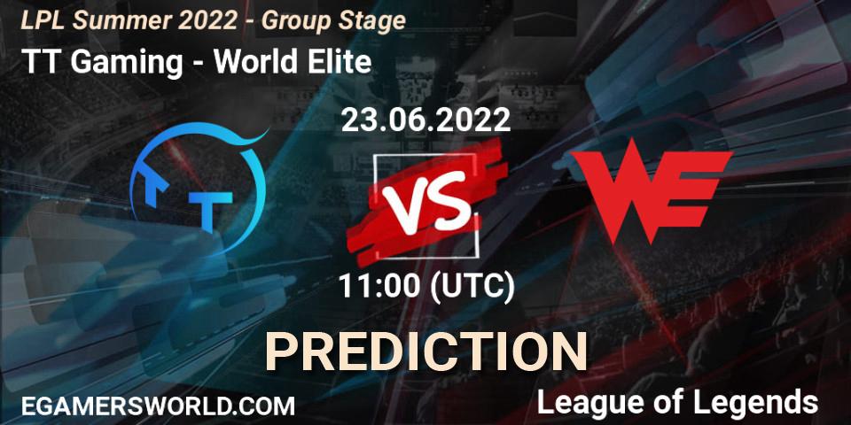 TT Gaming - World Elite: ennuste. 23.06.22, LoL, LPL Summer 2022 - Group Stage