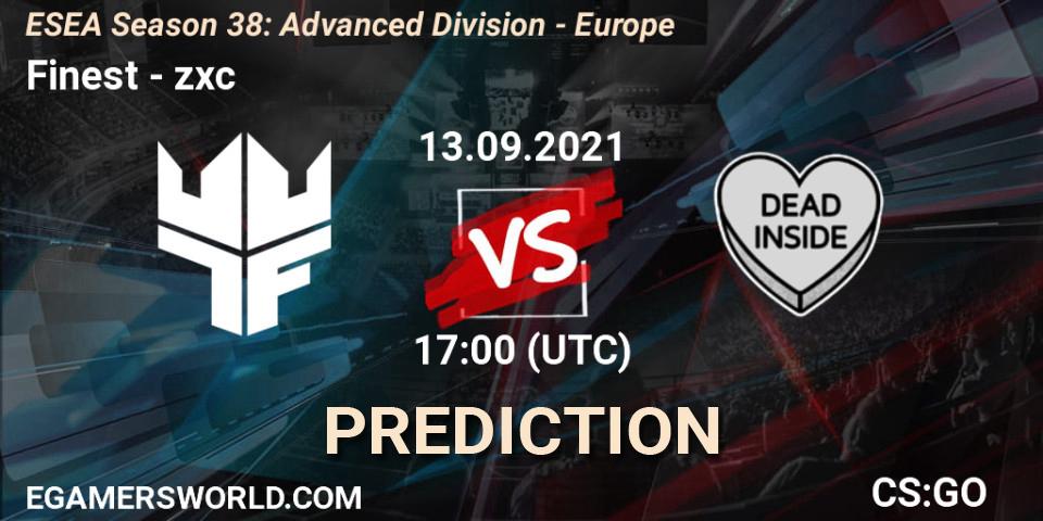 Finest - zxc: ennuste. 13.09.2021 at 17:00, Counter-Strike (CS2), ESEA Season 38: Advanced Division - Europe