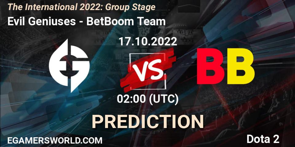 Evil Geniuses - BetBoom Team: ennuste. 17.10.22, Dota 2, The International 2022: Group Stage