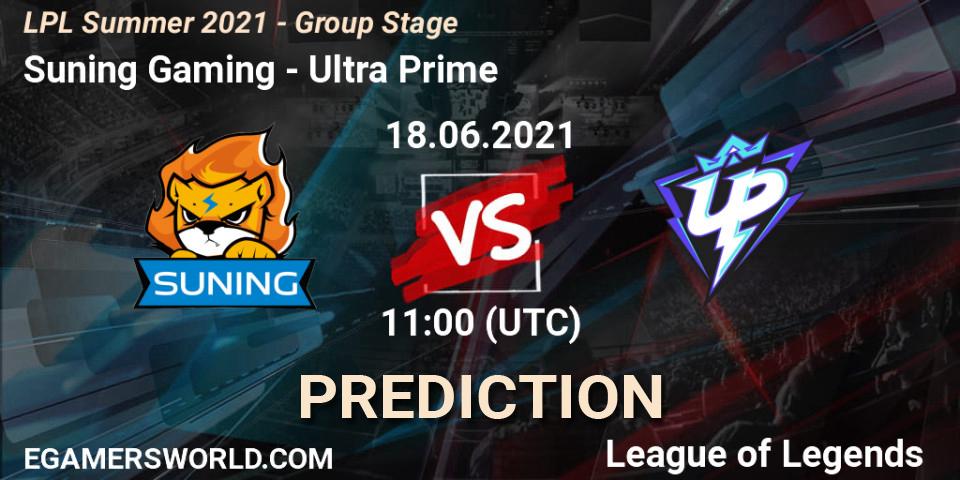 Suning Gaming - Ultra Prime: ennuste. 18.06.2021 at 12:00, LoL, LPL Summer 2021 - Group Stage