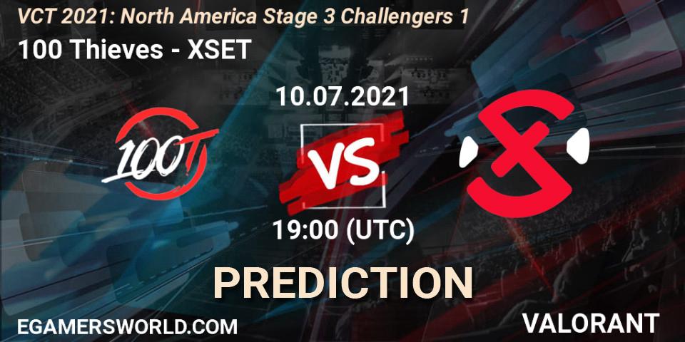 100 Thieves - XSET: ennuste. 10.07.2021 at 19:00, VALORANT, VCT 2021: North America Stage 3 Challengers 1