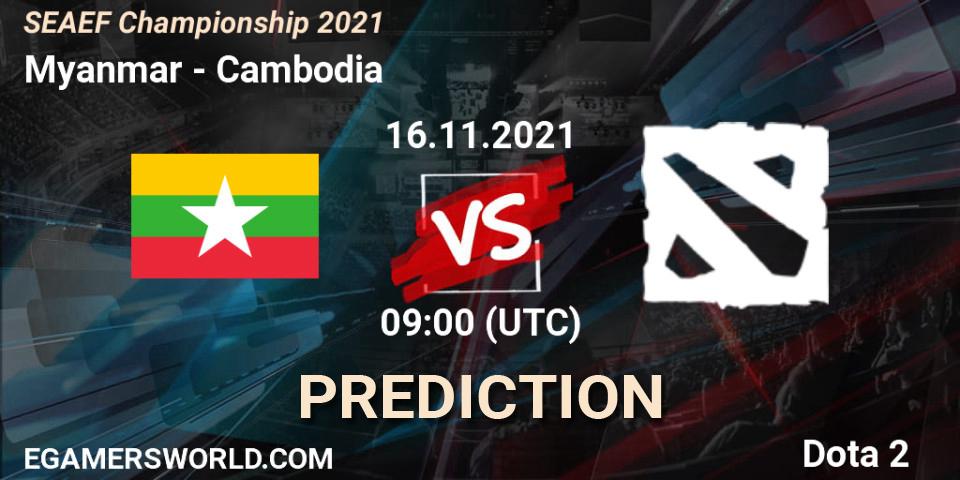 Team Myanmar - Team Cambodia: ennuste. 16.11.2021 at 09:21, Dota 2, SEAEF Dota2 Championship 2021