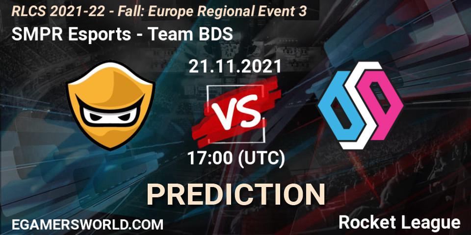 SMPR Esports - Team BDS: ennuste. 21.11.2021 at 17:00, Rocket League, RLCS 2021-22 - Fall: Europe Regional Event 3