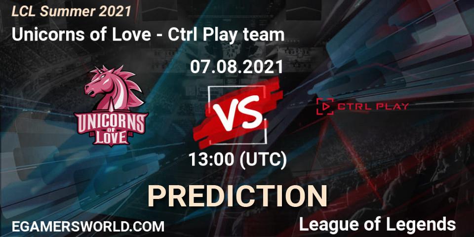 Unicorns of Love - Ctrl Play team: ennuste. 07.08.2021 at 13:00, LoL, LCL Summer 2021