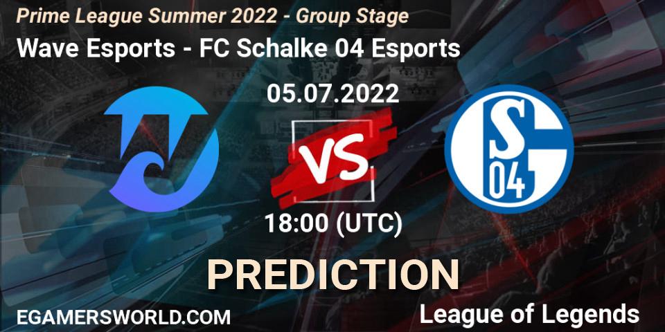 Wave Esports - FC Schalke 04 Esports: ennuste. 05.07.2022 at 18:00, LoL, Prime League Summer 2022 - Group Stage