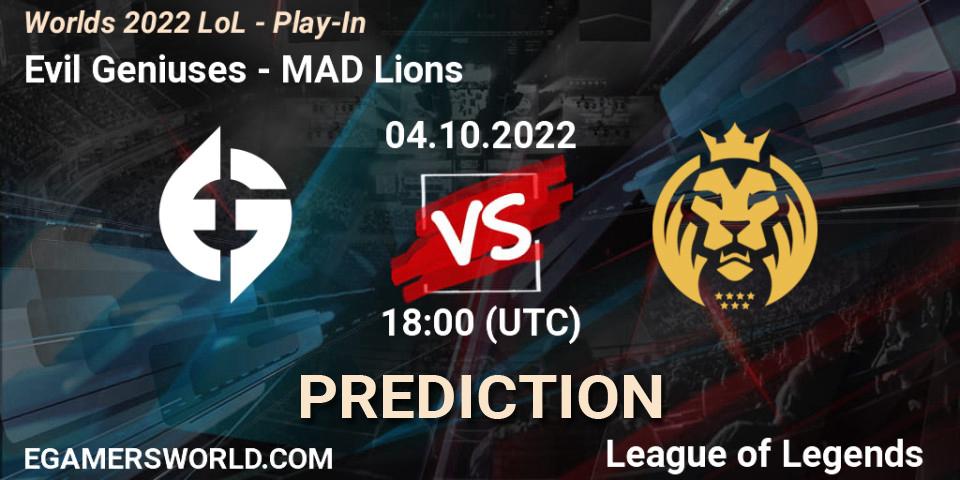 Evil Geniuses - MAD Lions: ennuste. 04.10.22, LoL, Worlds 2022 LoL - Play-In