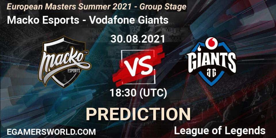 Macko Esports - Vodafone Giants: ennuste. 30.08.2021 at 18:30, LoL, European Masters Summer 2021 - Group Stage