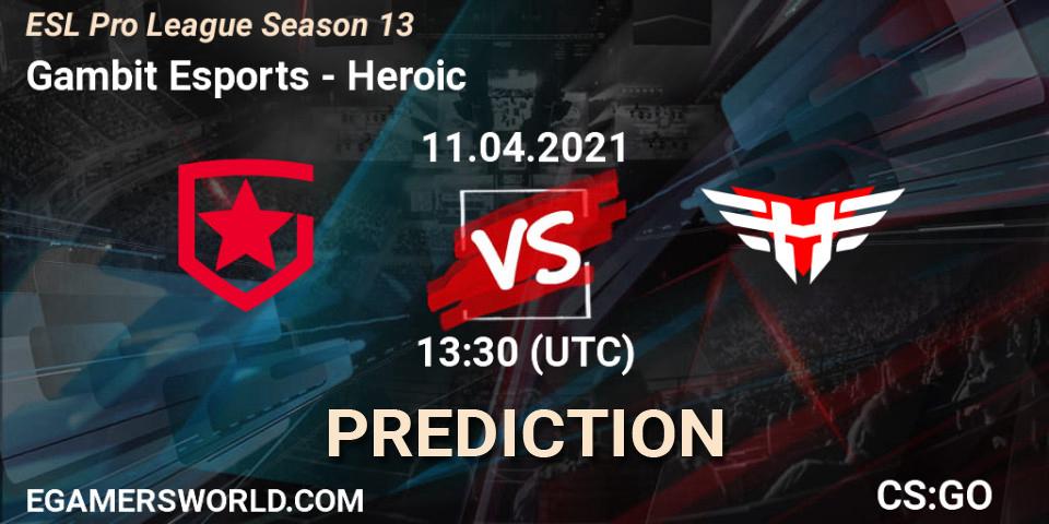 Gambit Esports - Heroic: ennuste. 11.04.21, CS2 (CS:GO), ESL Pro League Season 13