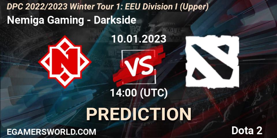 Nemiga Gaming - Darkside: ennuste. 10.01.2023 at 14:16, Dota 2, DPC 2022/2023 Winter Tour 1: EEU Division I (Upper)