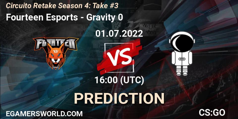 Fourteen Esports - Gravity 0: ennuste. 01.07.2022 at 16:00, Counter-Strike (CS2), Circuito Retake Season 4: Take #3