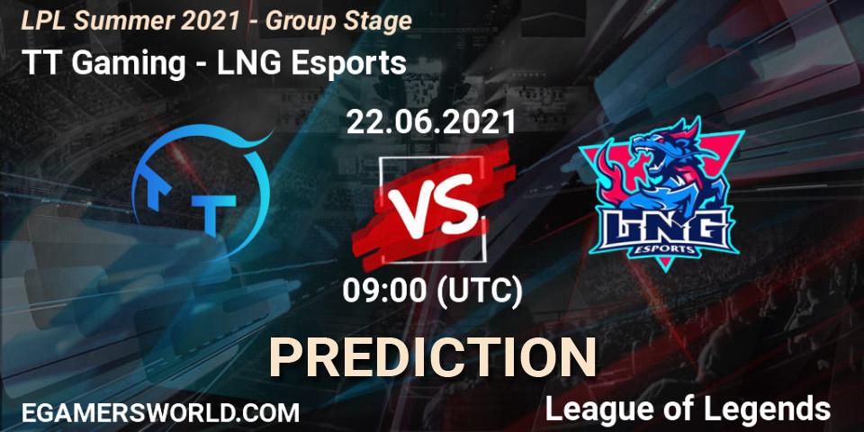 TT Gaming - LNG Esports: ennuste. 22.06.2021 at 09:00, LoL, LPL Summer 2021 - Group Stage
