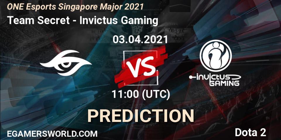 Team Secret - Invictus Gaming: ennuste. 03.04.2021 at 12:54, Dota 2, ONE Esports Singapore Major 2021