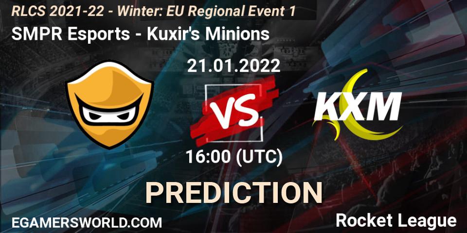 SMPR Esports - Kuxir's Minions: ennuste. 21.01.2022 at 16:00, Rocket League, RLCS 2021-22 - Winter: EU Regional Event 1