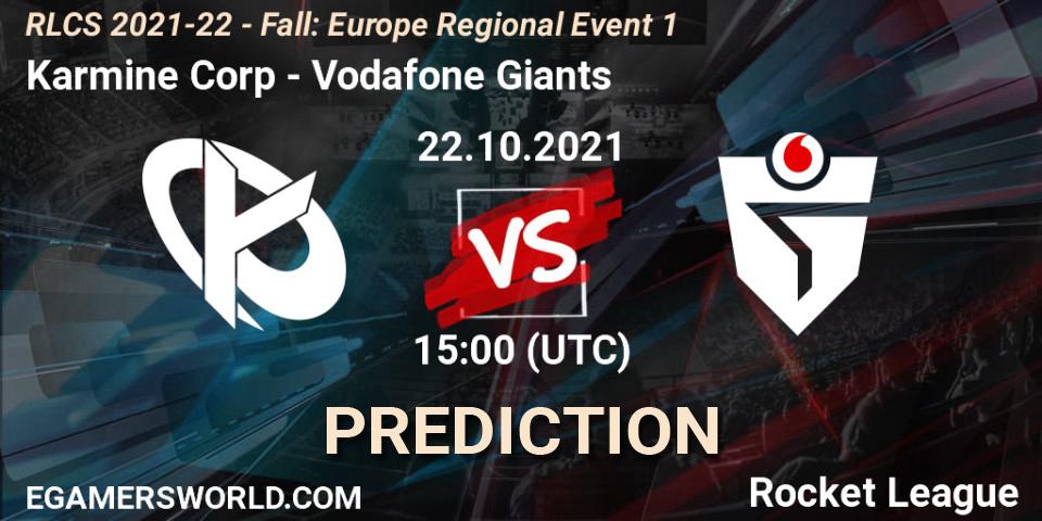 Karmine Corp - Vodafone Giants: ennuste. 22.10.2021 at 15:00, Rocket League, RLCS 2021-22 - Fall: Europe Regional Event 1