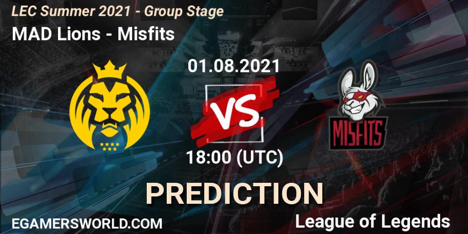 MAD Lions - Misfits: ennuste. 01.08.2021 at 18:00, LoL, LEC Summer 2021 - Group Stage