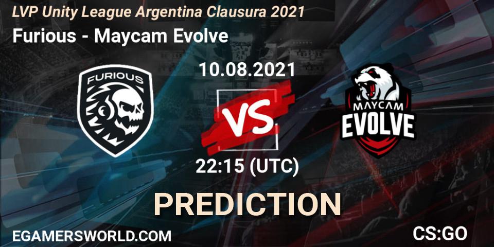 Furious - Maycam Evolve: ennuste. 10.08.2021 at 22:15, Counter-Strike (CS2), LVP Unity League Argentina Clausura 2021