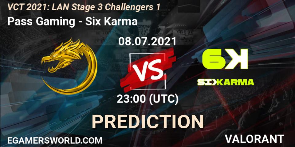 Pass Gaming - Six Karma: ennuste. 08.07.2021 at 23:00, VALORANT, VCT 2021: LAN Stage 3 Challengers 1