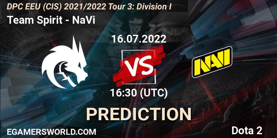 Team Spirit - NaVi: ennuste. 16.07.22, Dota 2, DPC EEU (CIS) 2021/2022 Tour 3: Division I