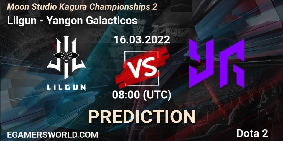 Lilgun - Yangon Galacticos: ennuste. 16.03.2022 at 08:12, Dota 2, Moon Studio Kagura Championships 2
