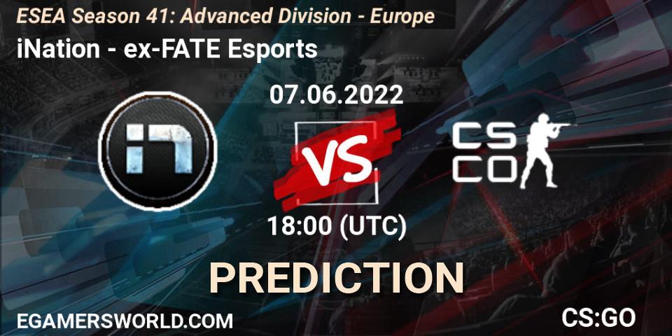 iNation - ex-FATE Esports: ennuste. 07.06.2022 at 18:00, Counter-Strike (CS2), ESEA Season 41: Advanced Division - Europe