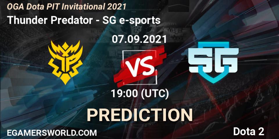 Thunder Predator - SG e-sports: ennuste. 07.09.2021 at 20:07, Dota 2, OGA Dota PIT Invitational 2021