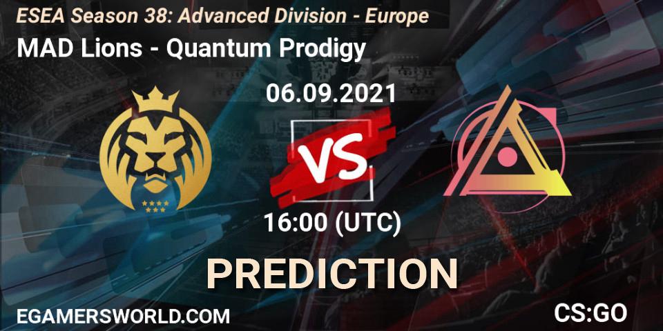 MAD Lions - Quantum Prodigy: ennuste. 06.09.2021 at 16:00, Counter-Strike (CS2), ESEA Season 38: Advanced Division - Europe