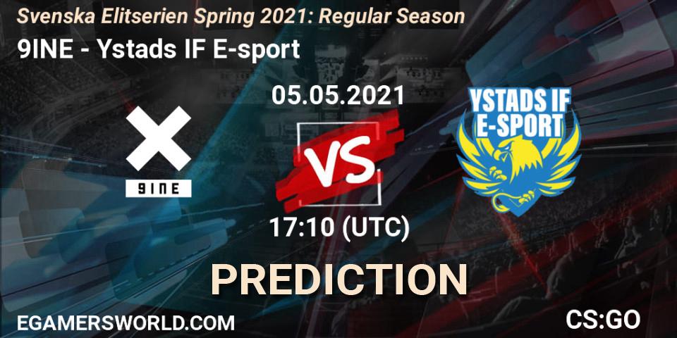 9INE - Ystads IF E-sport: ennuste. 05.05.2021 at 17:10, Counter-Strike (CS2), Svenska Elitserien Spring 2021: Regular Season
